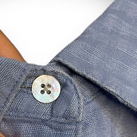 Cherokee Button Up Shirt Women's Large Blue Linen Blend Pocket Minimalist Work - Picture 5 of 11